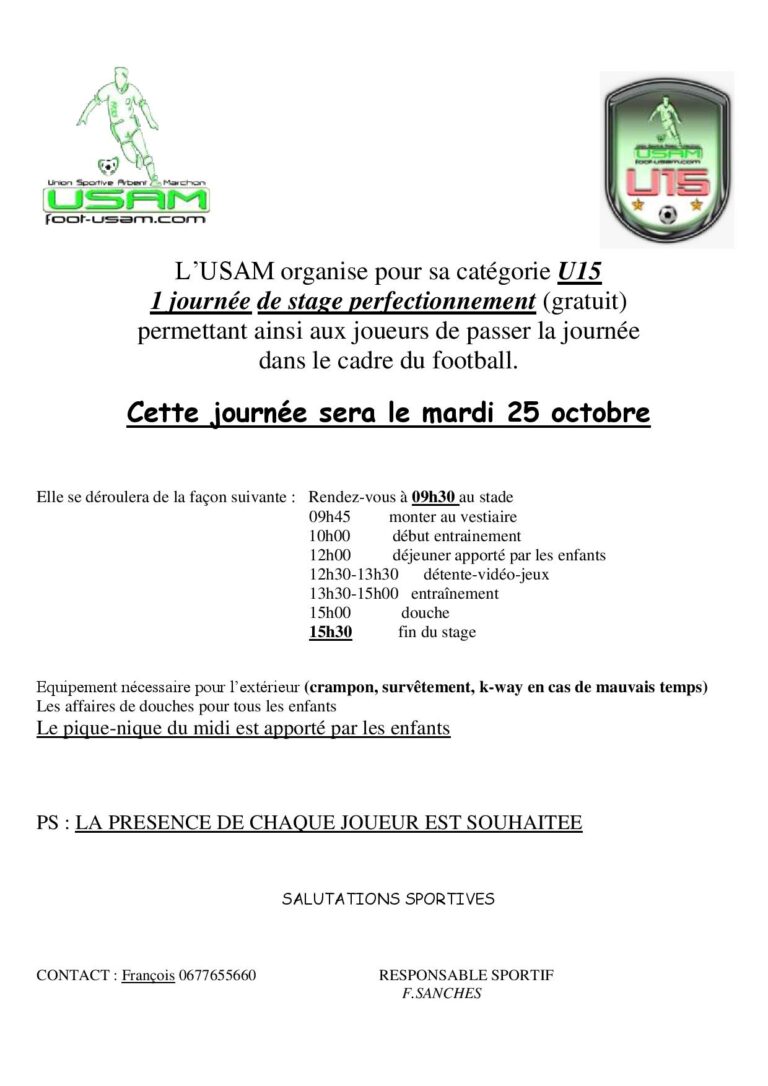 Lire la suite à propos de l’article Perfectionnement U15/U17/U19
