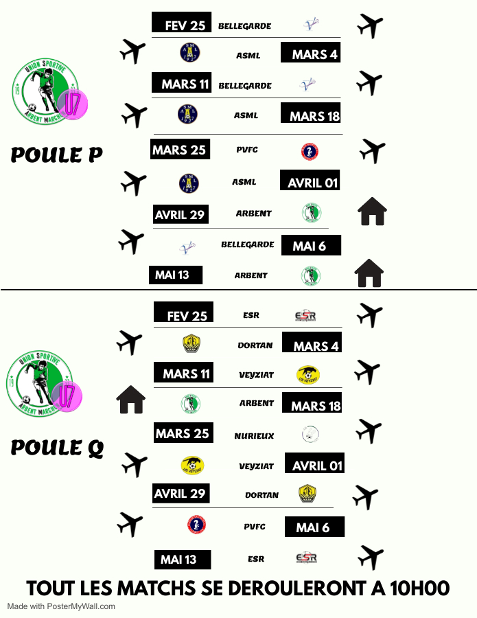 Lire la suite à propos de l’article Calendriers U18